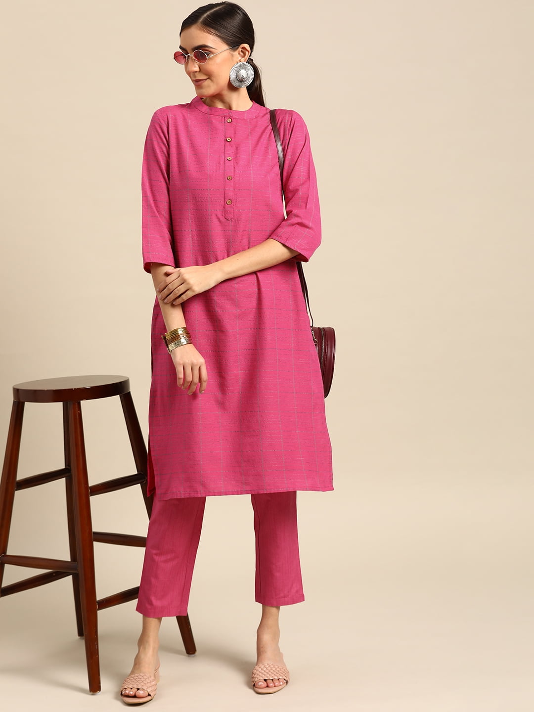Buy Jaipur Kurti Pink Cotton Woven Straight Kurta for Women Online @ Tata  CLiQ